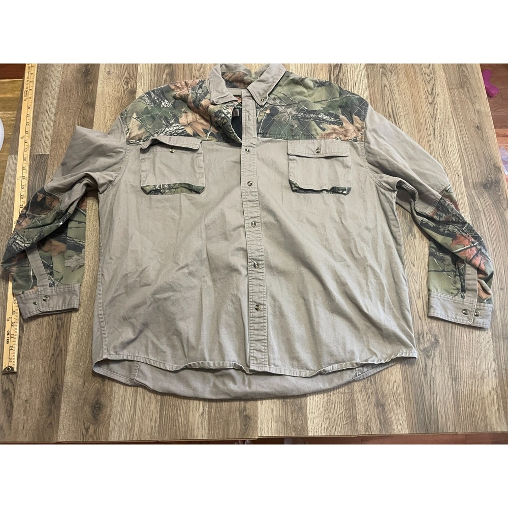 Trail Crest Shirt, Men's Size 3XL, Brown Green, Camouflage, Button Up, Pockets